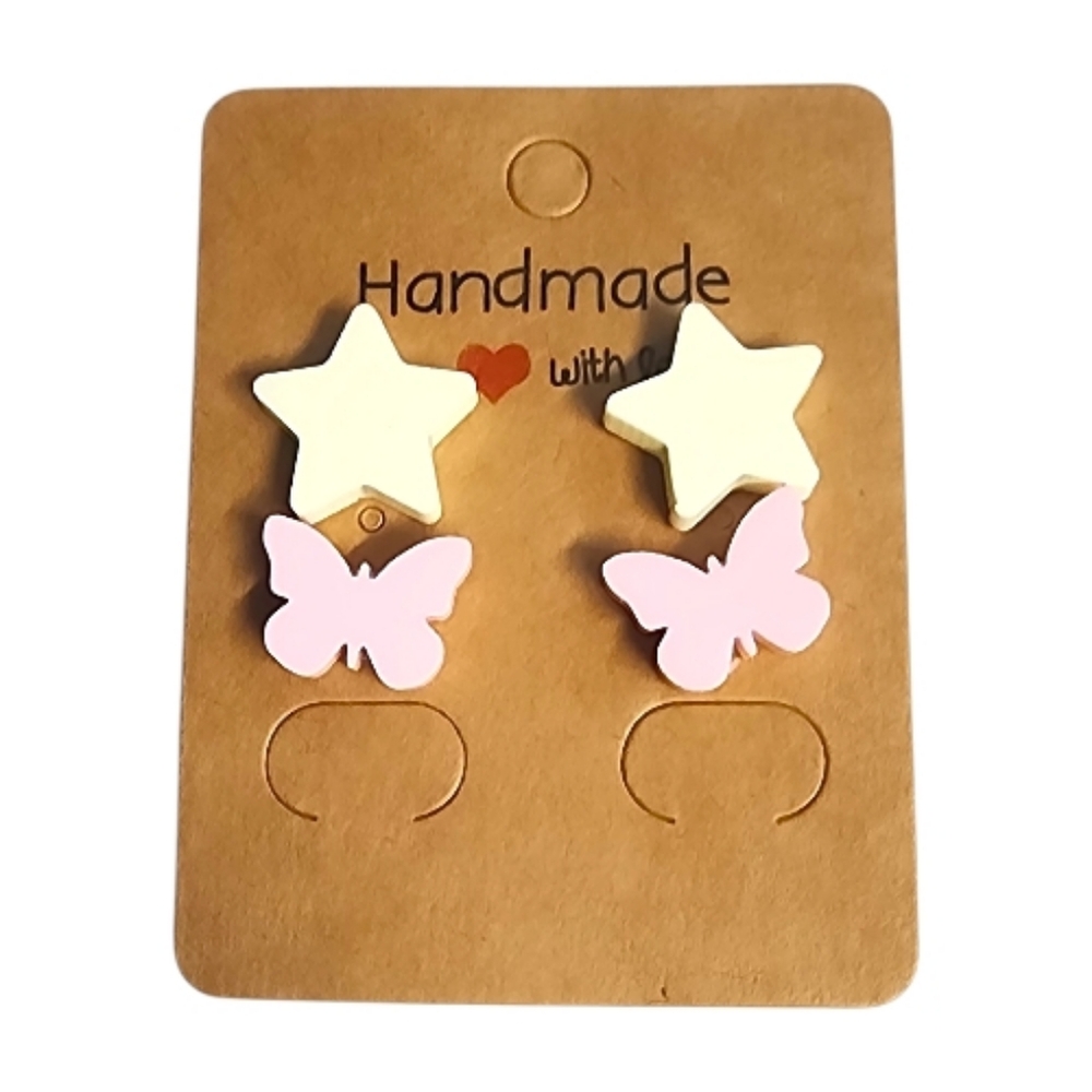 Starry Flutter Acrylic Stud Earrings – 2 Pair